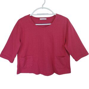 Bryn Walker Tee Shirt Cotton Jersey Round Neck 3/4 Sleeve Boxy Fit Womens X Sm